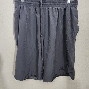 Adidas Shorts Mens XL Gray Athletic Perforated Sides Elastic Waist